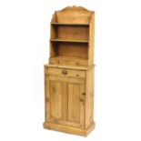 Small pine dresser with shelves, drawers and cupboard base, 167cm H x 63cm W x 32cm D : For