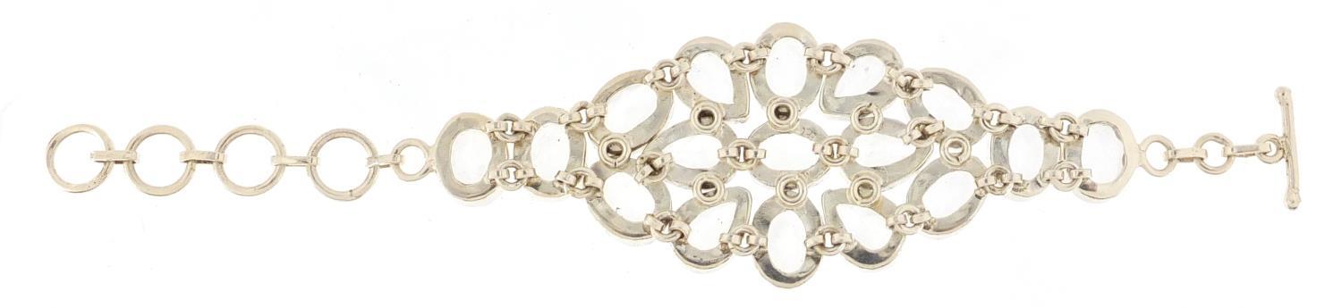 Large silver semi precious stone bracelet, 18cm in length, 52.8g : For Further Condition Reports - Image 3 of 5