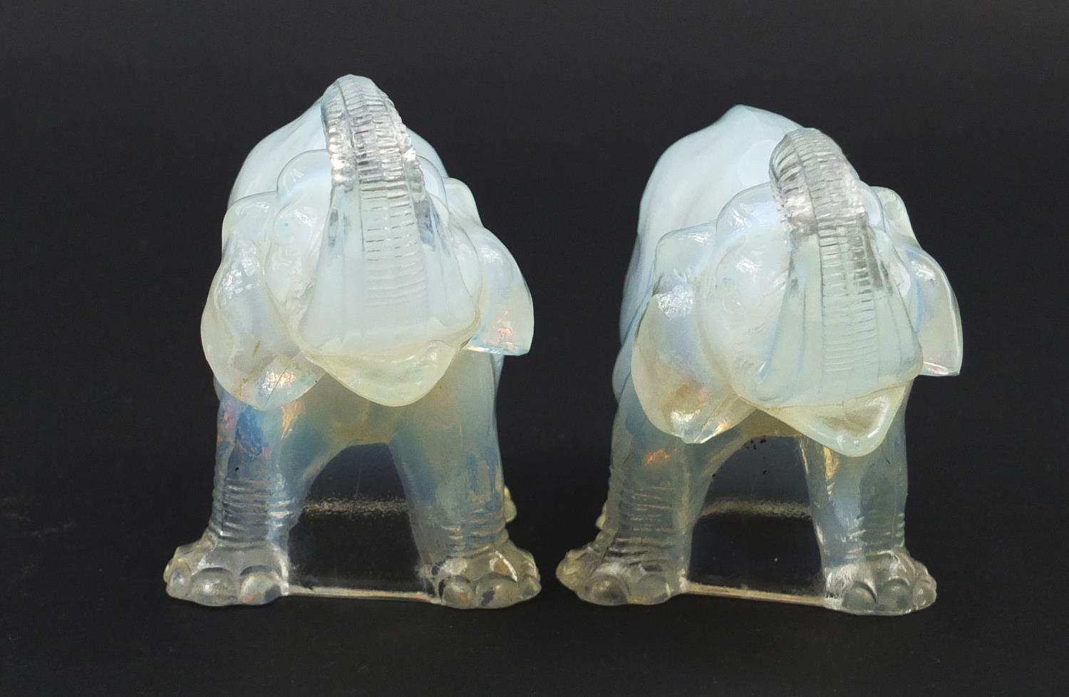 Jobling, Pair of Art Deco opalescent glass elephants, registered number 795191, each 14.5cm in - Image 5 of 8