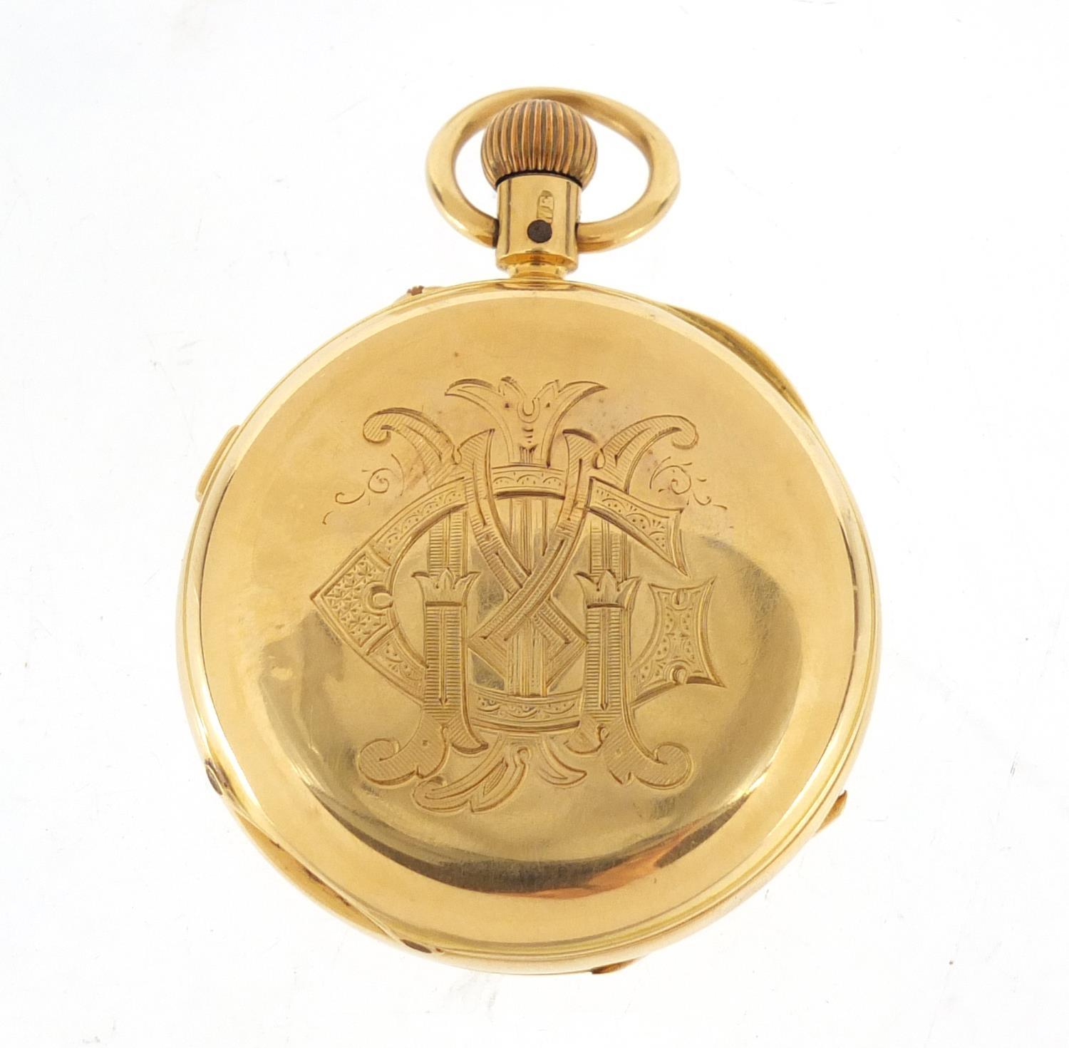 Gentlemen's 18ct gold open face chronograph pocket watch, the movement numbered 241799, 50.5mm in - Image 3 of 6