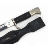 German military World War II Puma bayonet with scabbard and leather frog, 35cm in length : For