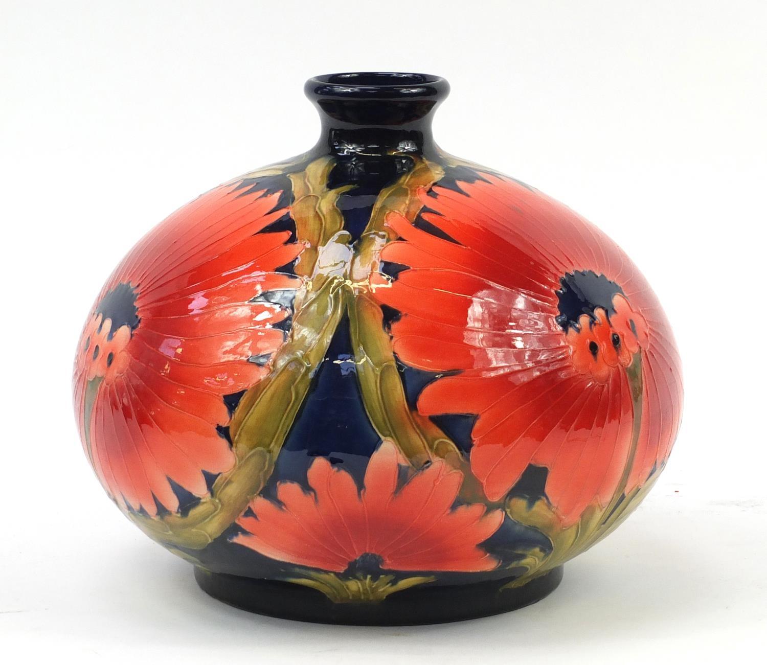 Large William Moorcroft style vase hand painted with flowers, 28cm high : For Further Condition - Image 3 of 7