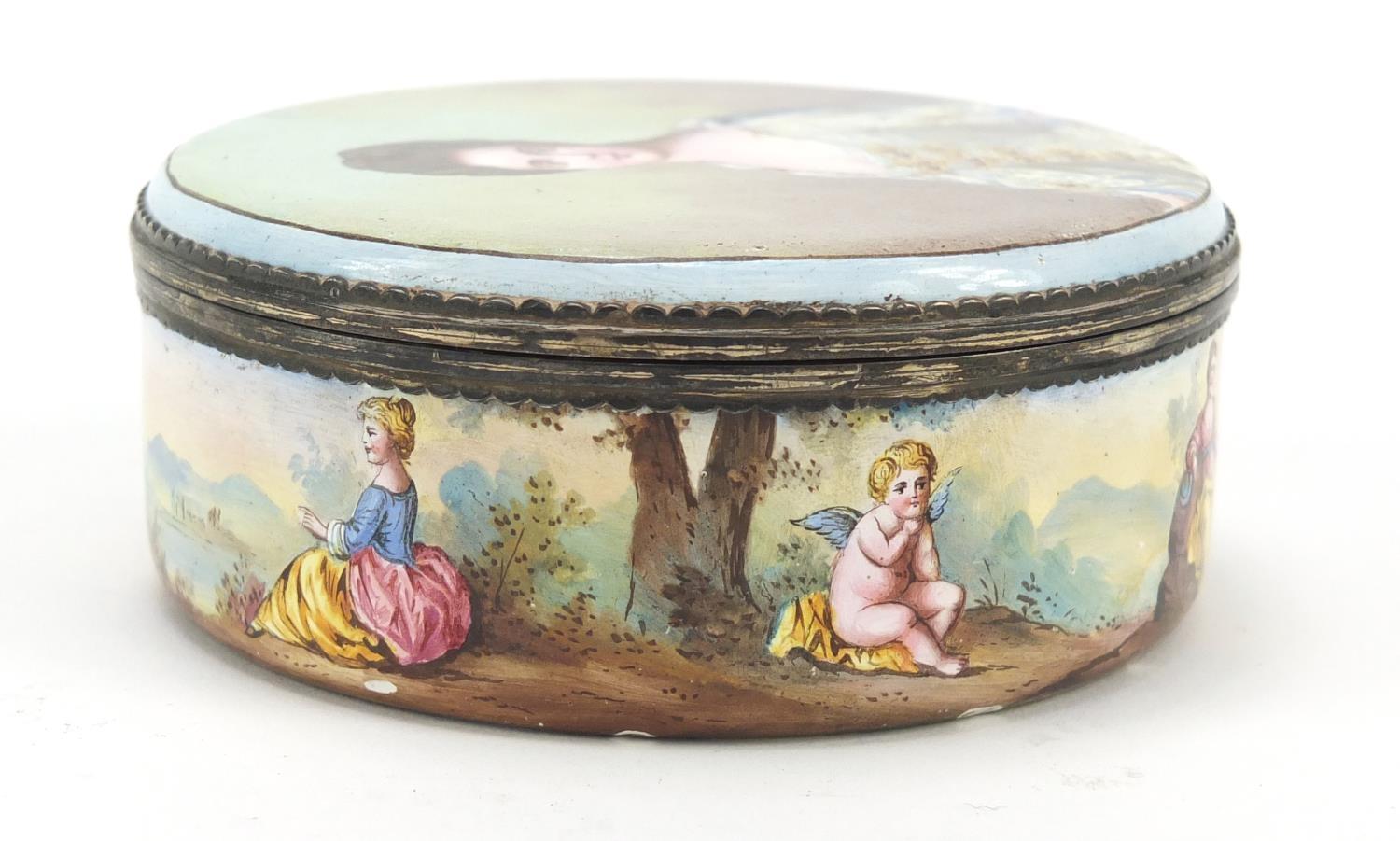 18th century continental silver mounted enamel box and cover, probably French, the lift of lid - Image 5 of 10