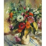 After Dorothea Sharp - Still life flowers in a vase, modern British school oil on board, framed,