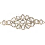 Large silver semi precious stone bracelet, 18cm in length, 52.8g : For Further Condition Reports