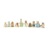 Ten Beswick Beatrix Potter figures comprising Mrs Tittlemouse, Aunt Pettitoes, Cousin Ribby,
