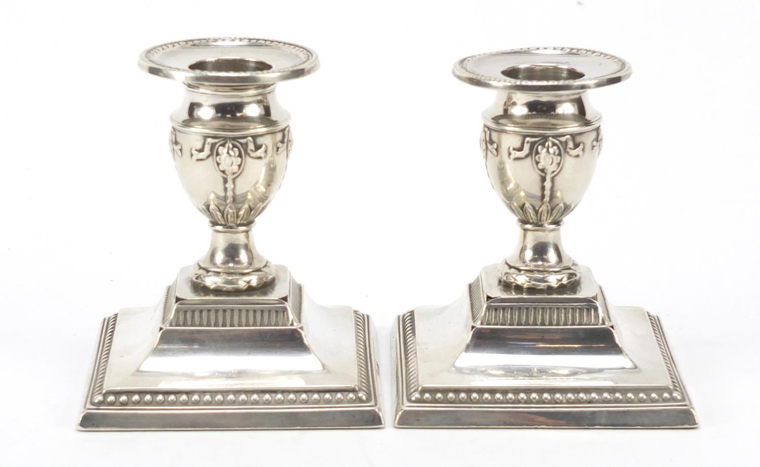 Fordham & Faulkner, pair of Edward VII silver dwarf candlesticks, Sheffield 1912, 8.5cm high, 346.0g - Image 2 of 8