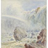 J Sheraton 1899 - Niagara Falls, watercolour, frame and glazed, 18cm x 16.5cm excluding the