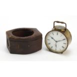 19th century brass cased carriage clock with case and subsidiary dial, 10cm high : For Further