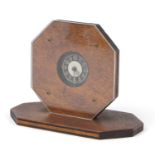 Oak octagonal clock with military style dial, 15cm in length : For Further Condition Reports