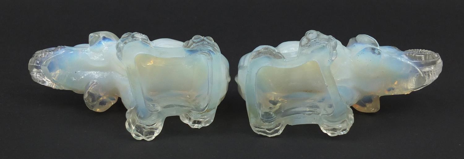 Jobling, Pair of Art Deco opalescent glass elephants, registered number 795191, each 14.5cm in - Image 7 of 8