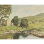 Chris Fothergill - Yokenthwaite, North Yorkshire landscape, signed oil on board, framed, 48.5cm x