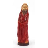 Chinese painted figure of an elder, 31.5cm high : For Further Condition Reports Please Visit Our