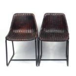 Pair of industrial chairs with brown upholstery, each 79cm high : For Further Condition Reports