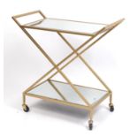 Art Deco style drinks trolley with bevelled glass inserts, 81cm H x 84cm W x 40cm D : For Further