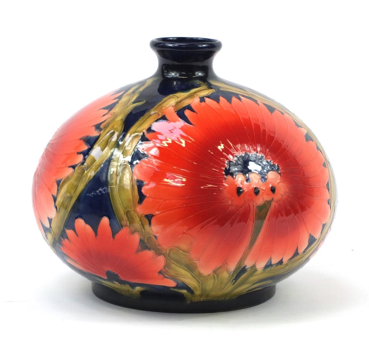 Large William Moorcroft style vase hand painted with flowers, 28cm high : For Further Condition - Image 2 of 7