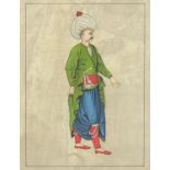 Indian man in traditional dress, watercolour, mounted, framed and glazed, 29.5cm x 22.5cm