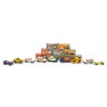 Nine vintage Matchbox die cast vehicles including Rolamatics comprising numbers 20, 20,28, 34, 47,