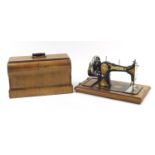 Victorian Jones sewing machine with walnut case, model number 243279, 51cm wide : For Further