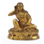 Chino-Tibetan gilt bronze figure of Buddha, 14cm high : For Further Condition Reports Please Visit