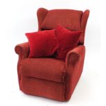 Manual reclining armchair with red upholstery : For Further Condition Reports Please Visit Our