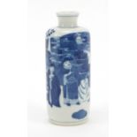 Chinese blue and white porcelain bottle vase hand painted with scholars and elders, four figure