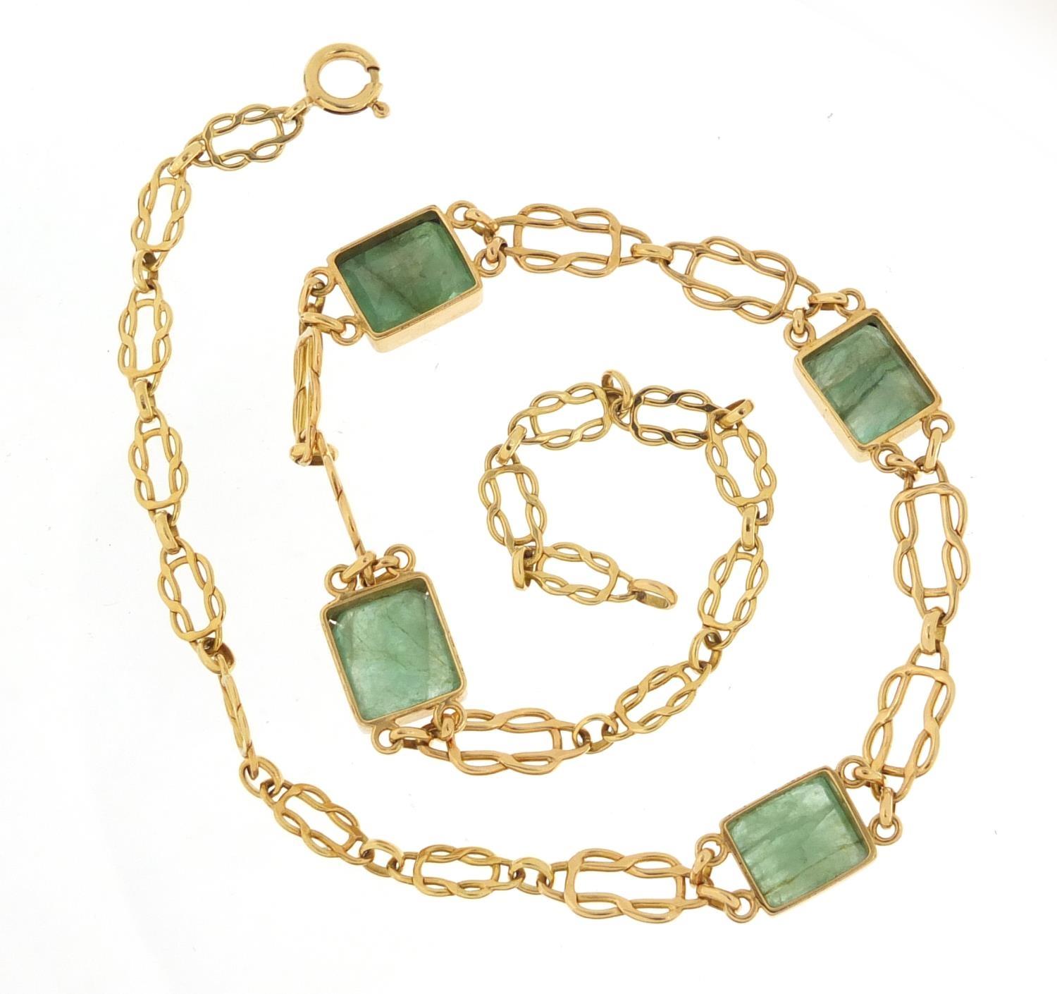 Designer 18ct gold emerald necklace, 44cm in length, 25.8g : For Further Condition Reports Please - Image 3 of 4