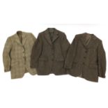 Three gentlemen's Harris tweed Dunn & Co jackets : For Further Condition Reports Please Visit Our