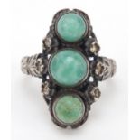 Silver turquoise and marcasite ring, size M, 7.2g : For Further Condition Reports Please Visit Our