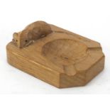 Robert Mouseman Thompson adzed oak ashtray carved with a signature mouse, 10cm wide : For Further