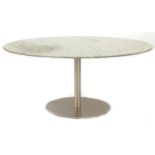 Contemporary granite dining table with polished metal base, 76cm H x 160cm W x 93cm D : For