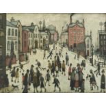 After Laurence Stephen Lowry - Industrial street scene, print in colour, framed and glazed, 58.5cm x