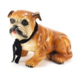 Hand painted porcelain model of a Bulldog, 38cm in length : For Further Condition Reports Please