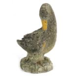 Garden stoneware goose with gosling, 56cm high : For Further Condition Reports Please Visit Our