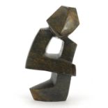 Modernist figural stone carving, 32cm high : For Further Condition Reports Please Visit Our Website,