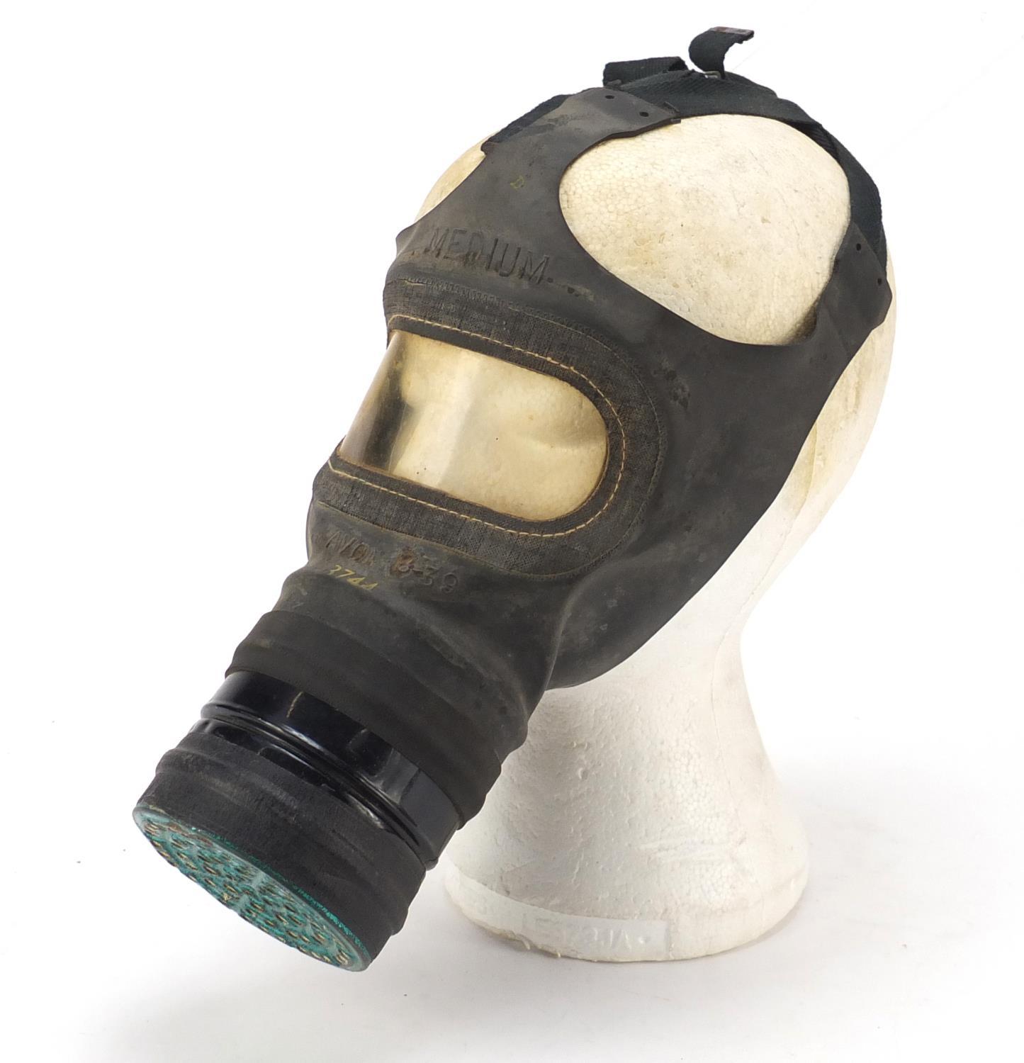 British military World War II leather flying helmet and gas mask with box : For Further Condition - Image 12 of 22
