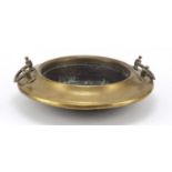 Malaysian brass pot with twin handles, 40cm in diameter : For Further Condition Reports Please Visit