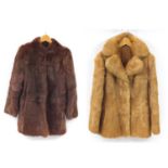 Two ladies fur coats, one with size 12 label : For Further Condition Reports Please Visit Our