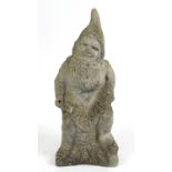 Garden stoneware garden seated gnome, 64cm high : For Further Condition Reports Please Visit Our