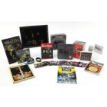 The Beatles memorabilia including mirror, boxed set of books, coasters and snow globe : For