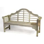 Teak garden slatted bench, 101cm H x 160cm W x 51cm D : For Further Condition Reports Please Visit