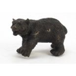 Patinated bronze bear, 17cm in length : For Further Condition Reports Please Visit Our Website,
