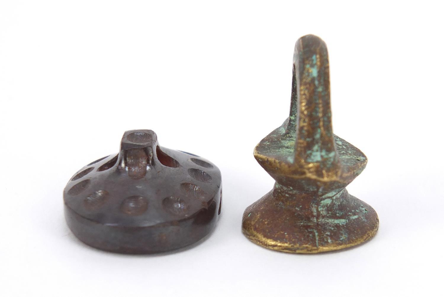 Two intaglio seals including a bronze example, the largest 2.5cm high : For Further Condition - Image 4 of 6
