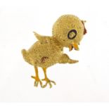 Novelty 18ct gold and enamel chick brooch, 3.5cm in length, 7.7g : For Further Condition Reports