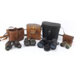 Vintage binoculars including Kasner & Moss and Ross London : For Further Condition Reports Please