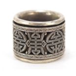 Chinese silver coloured metal archer's ring, 3cm in diameter : For Further Condition Reports