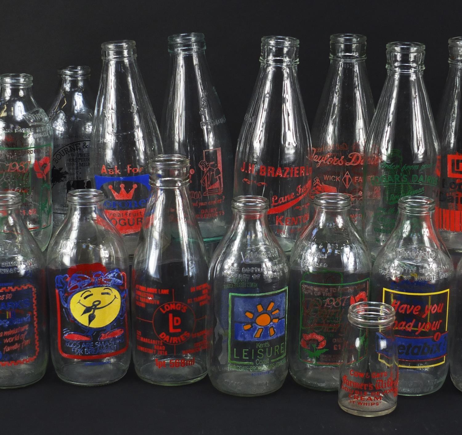 Collection of advertising milk bottles, each 18cm high : For Further Condition Reports Please - Image 3 of 6