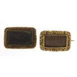 Two Georgian gold coloured metal mourning brooches, 2cm wide, 6.4g : For Further Condition Reports