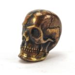 Brass vesta in the form of a skull, 4cm high : For Further Condition Reports Please Visit Our