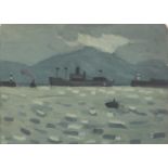 After Kyffin Williams - Rain at Naples, oil on board, unframed, 40.5cm x 30cm : For Further
